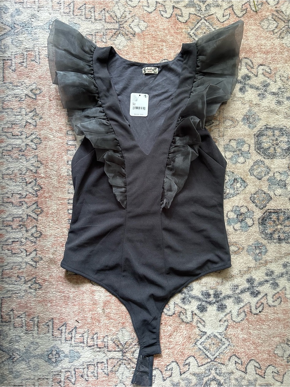 Free People Ruffle-Trim V-Neck Bodysuit